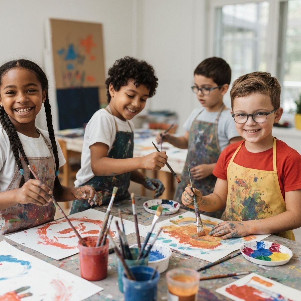 Children creating art